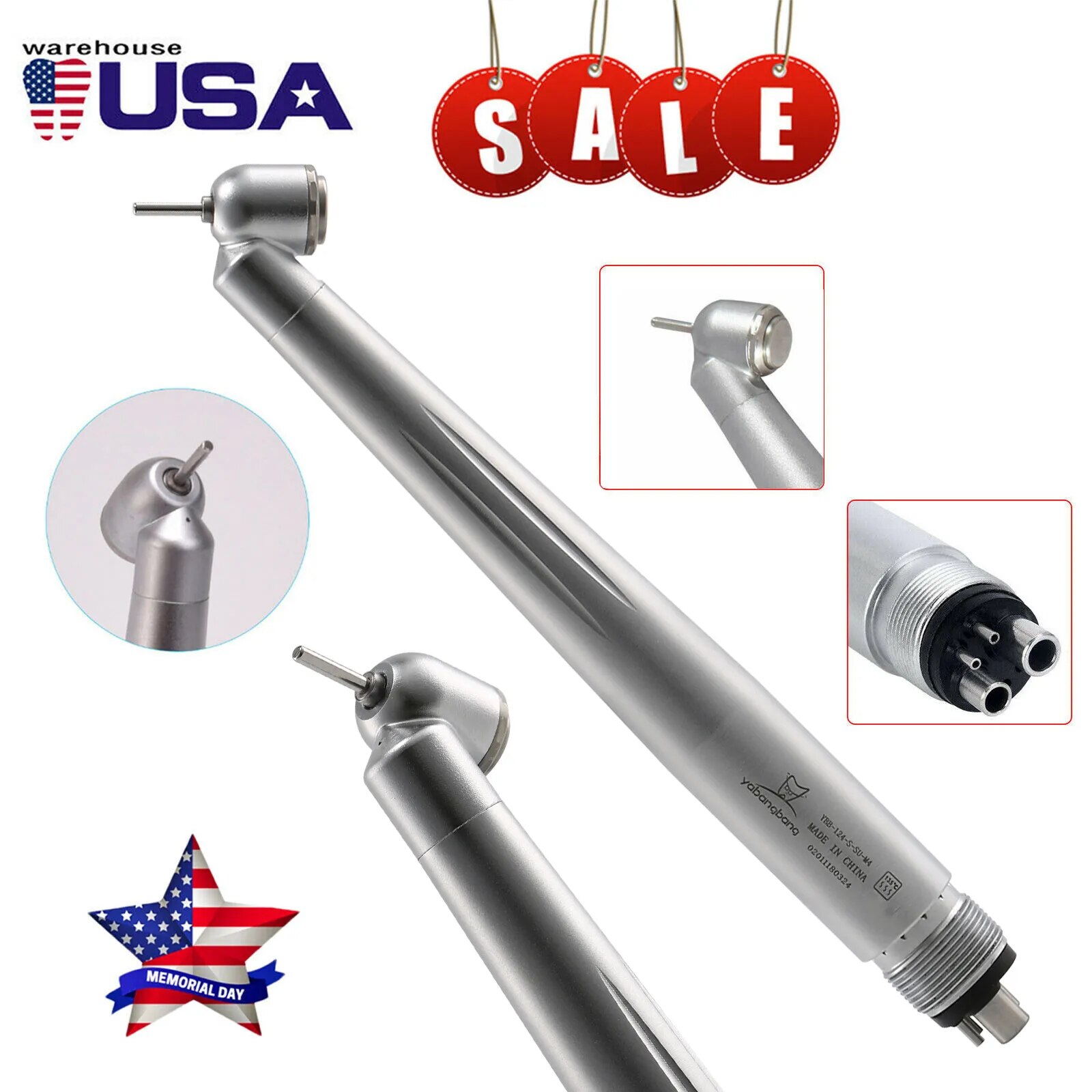 45 Degrees Head 4 Hole Single Water Spring Dental High Speed Handpiece Push Button WCA4 Fit KAVO US Free shipping