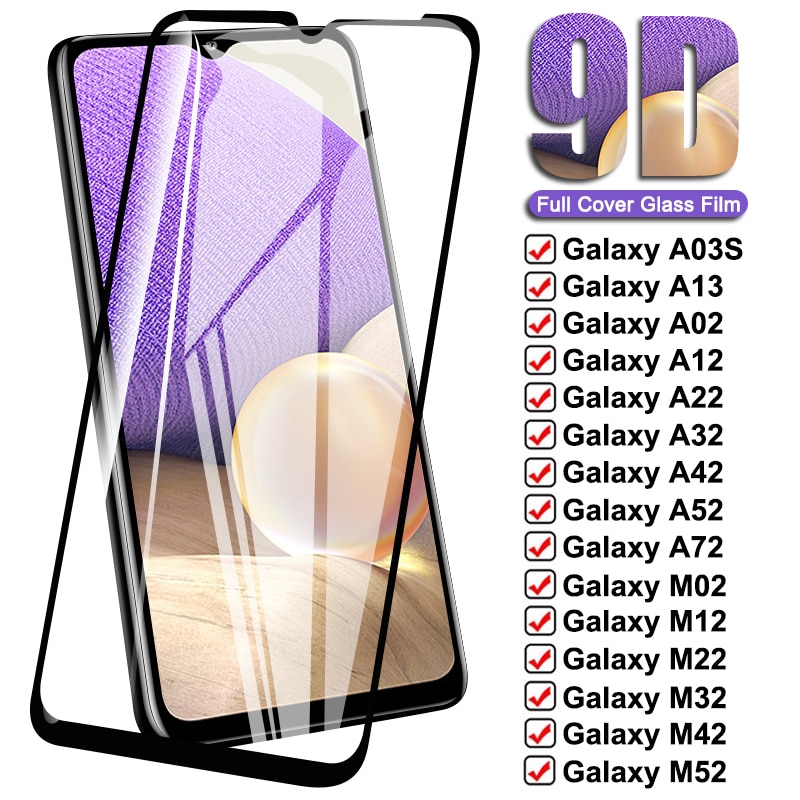 9D Tempered Glass for Samsung Galaxy A02 S A12 A22 A32 A52 M02 M12 M62 Screen Protector A42 A72 A 22 32 5G M02S A01 Glass Film