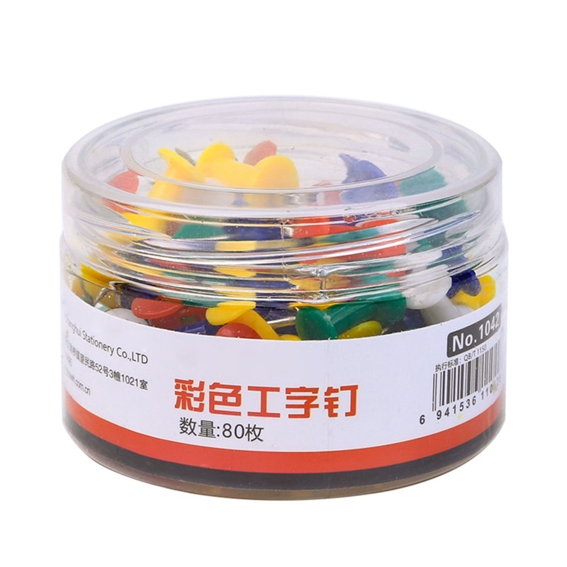 80X Practical Mixed Color Thumb Nails Map Tacks Push Pins with Steel Sharp Point for Photo Bulletin Cork Boards Sewing