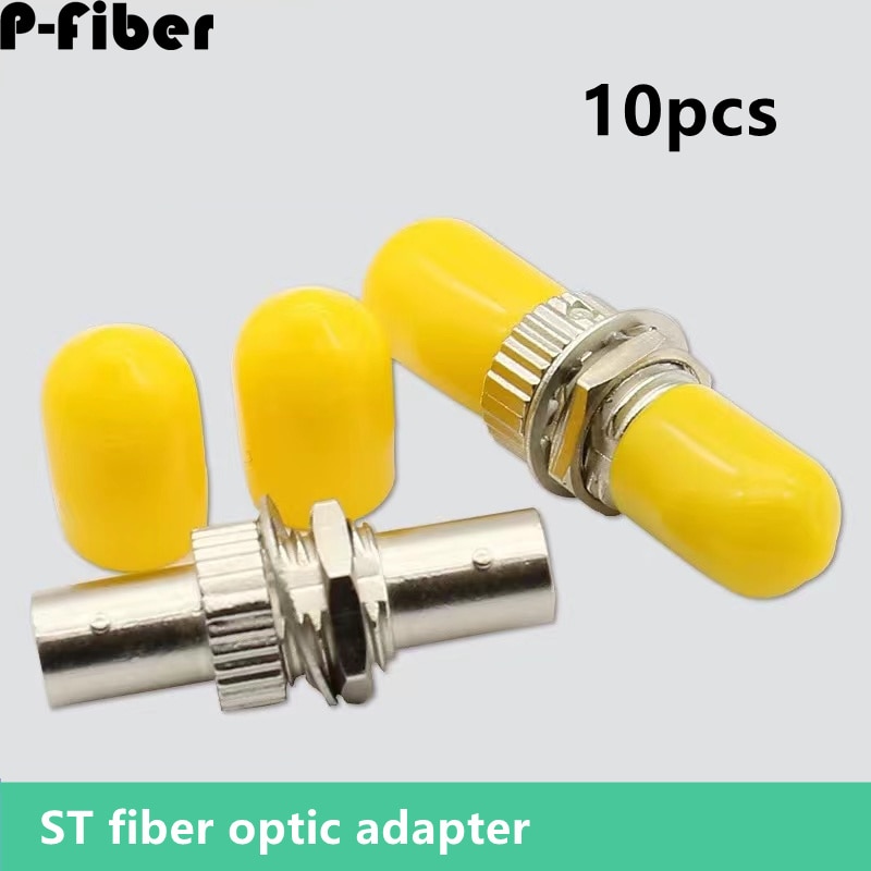 fiber adapter ST 10pcs simplex optical fiber coupler ST/UPC ftth connector yellow red SM MM high quality P-FIBER