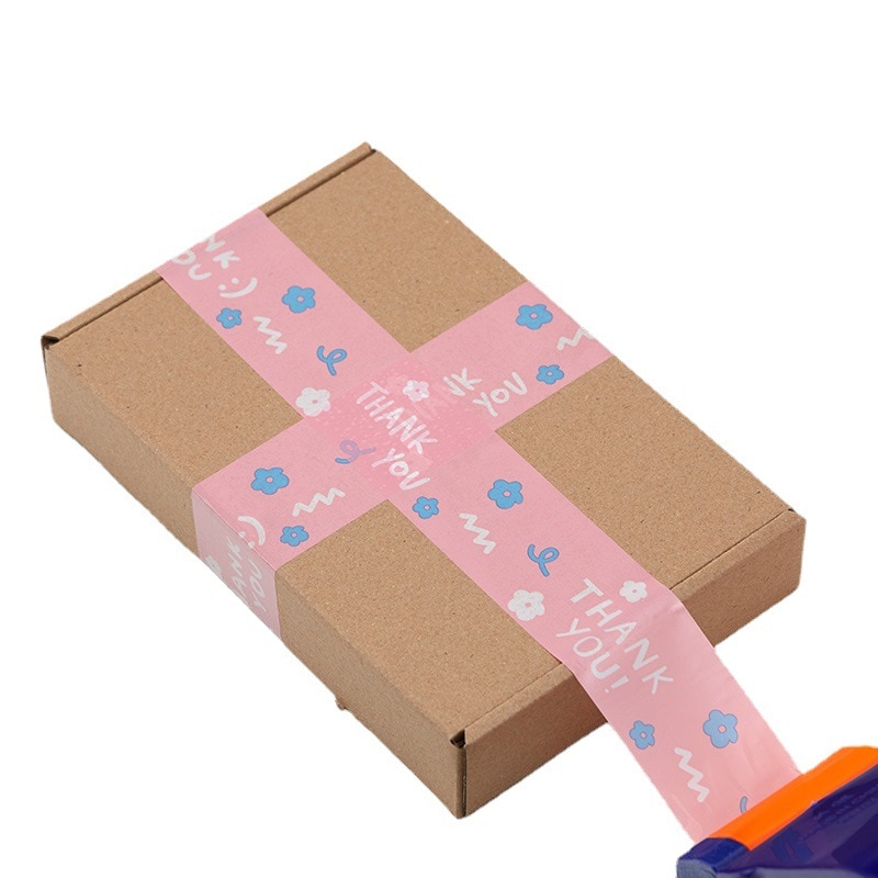 Pink Color Thank You Packing Seal Transparent Adhesive Tape for Small Business Supplies Shipping Express Packaging Gift Box