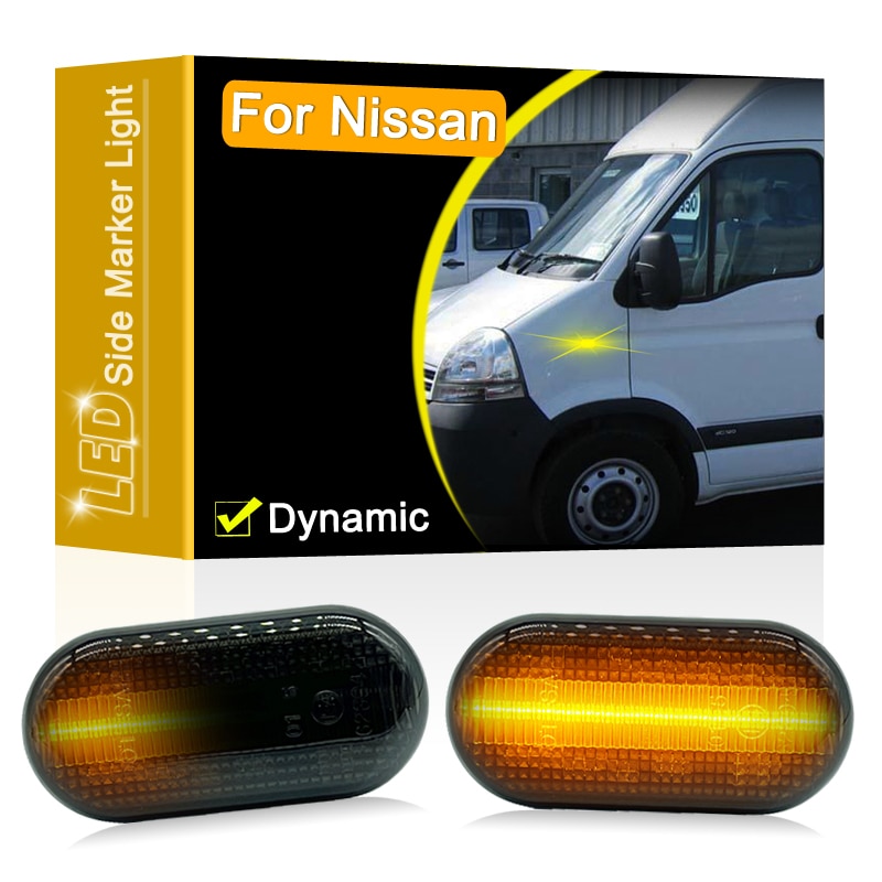Smoked Lens Waterproof LED Side Fender Marker Lamp Flowing Turn Signal Light For Nissan Interstar/X70 Kubistar/X76 Primaster/X83