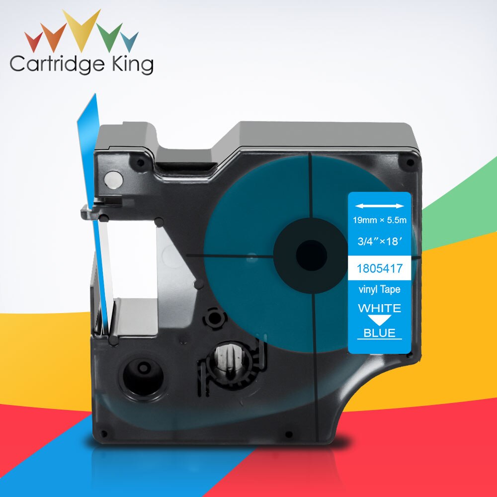 19mm Vinyl Label 1805417 Compatible for Dymo Rhino Vinyl Industrial Tape 1805417 White on Blue for Rhino 5200 4200 Label Maker