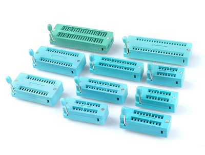 2pcs/lot 14 16 18 20 24 28 32 40 P Pin 2.54 MM Green DIP Universal ZIF IC Socket Test Solder Type IC lock seat zif socket