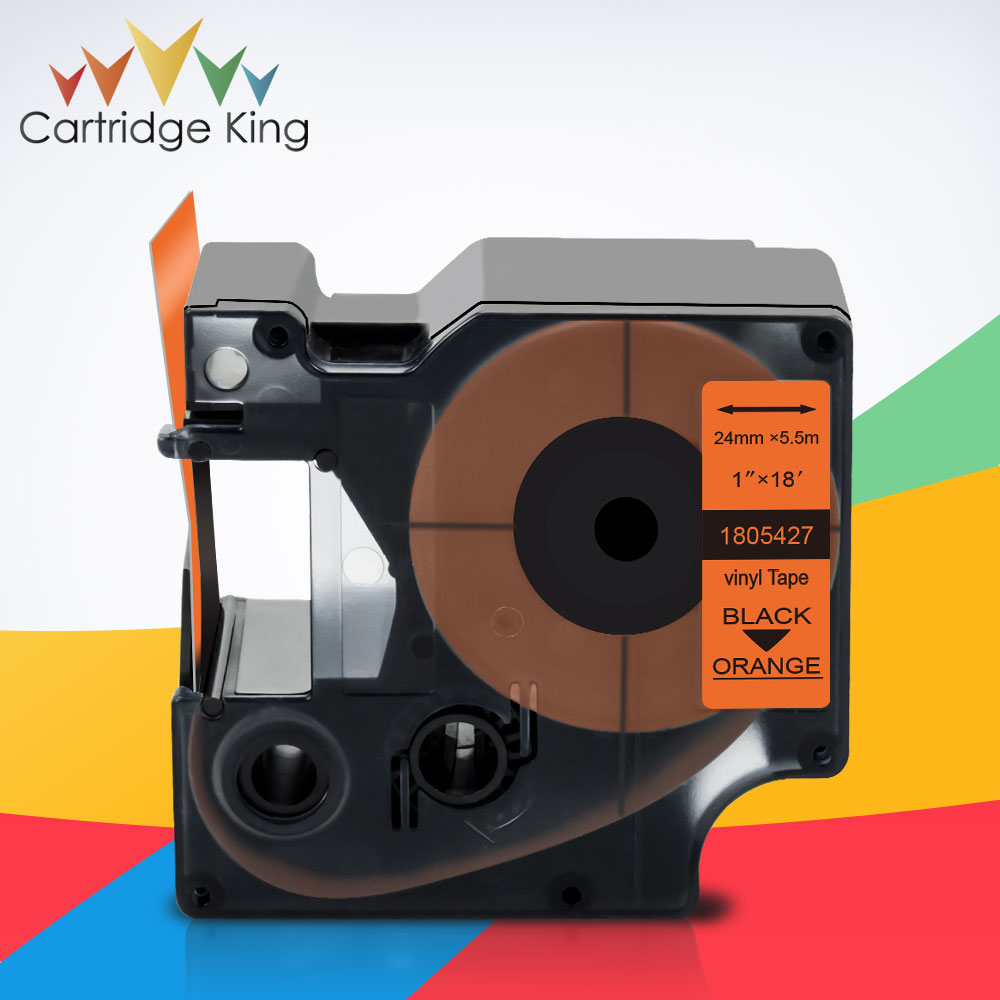 24mm Vinyl Label Tape 1805427 Compatible for Dymo Rhino Vinyl Industrial Labels 1805427 Black on Orange for Rhino 6000 Printer