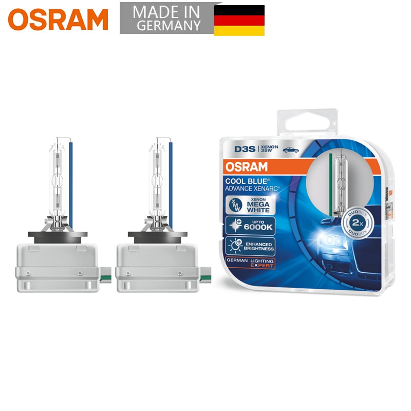 OSRAM HID D3S 66340CBA Xenon Super White Car Headlight High / Low Beam Original 6000K 12V 35W PK32d-5 Cool Blue Advance (1Pair)