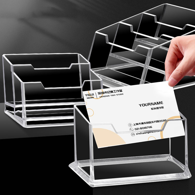 Clear Acrylic Desktop Business Card Holders Display Stands Transparent