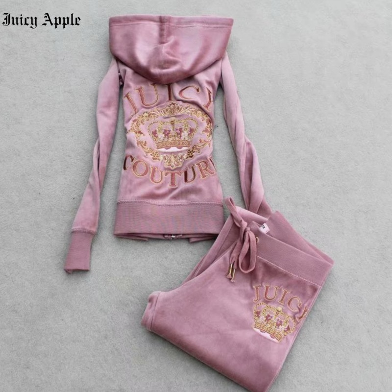 Juicy Apple Tracksuit Women 2 piece Set Hoodies+Pants Sport Suits Outfits Casual Sweatshirts Pullover Trousers Suits Sportswear