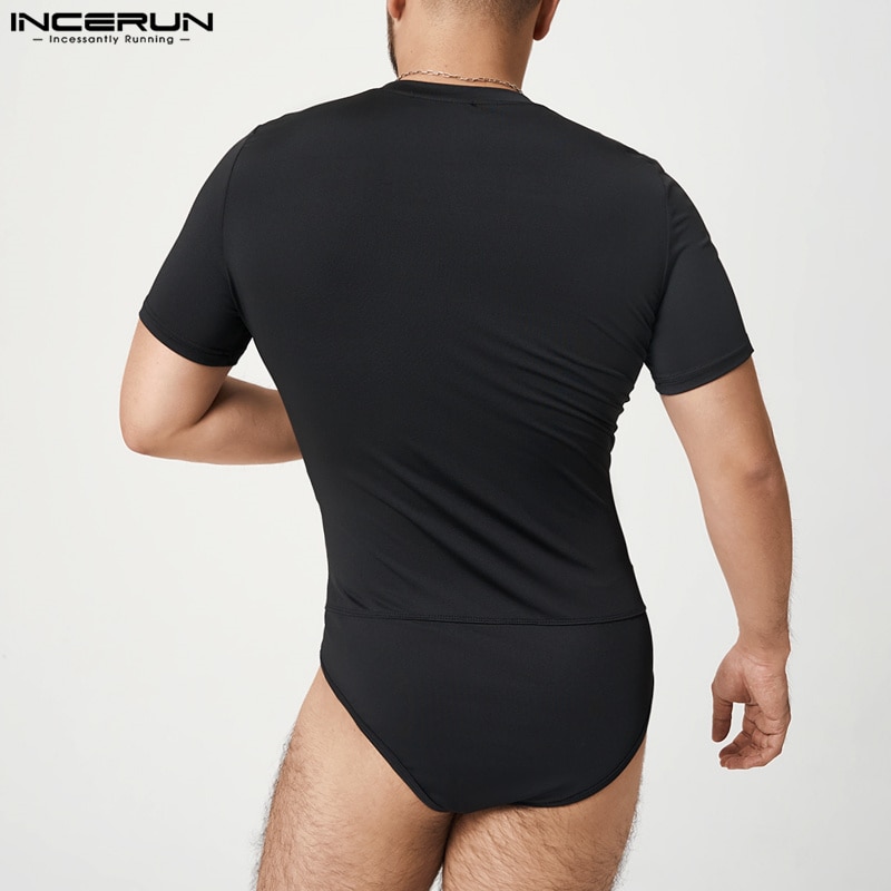 Stylish New Men's Short Sleeve Romper Tracksuit Casual Solid Fahsionable Male Sexy Skinny Singlets Jumpsuits S-5XL INCERUN 