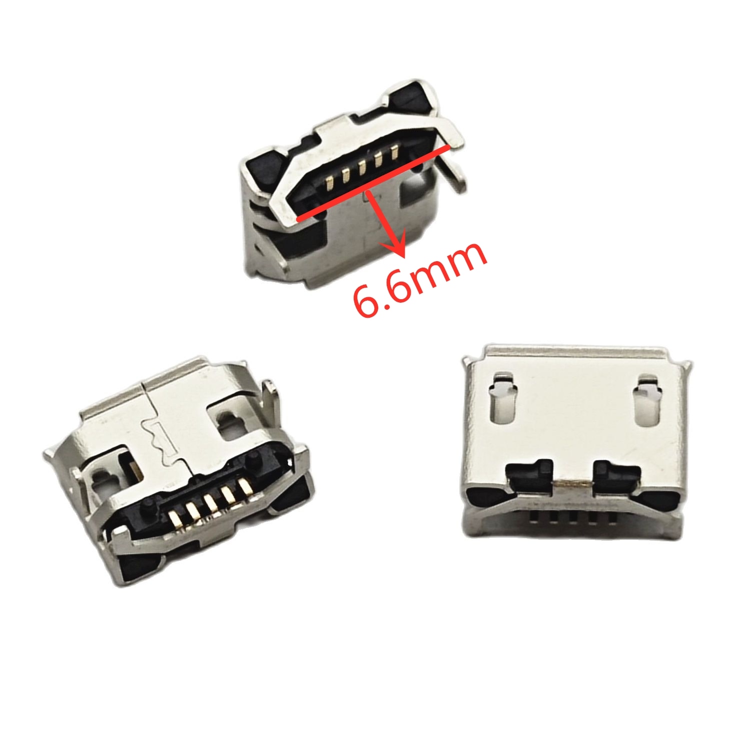 1000pcs for Micro USB Connector 5pin Big Ox horn 6.6mm DIP4 Mini usb Connector Four legs For Mobile phone charging tail socket