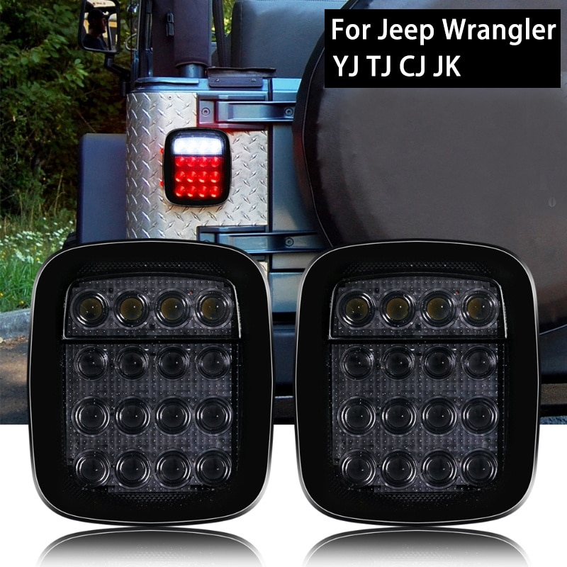 2pcs/set 16 LEDs Universal Tail Light Brake Reverse Light for Jeep Wrangler YJ TJ CJ JK