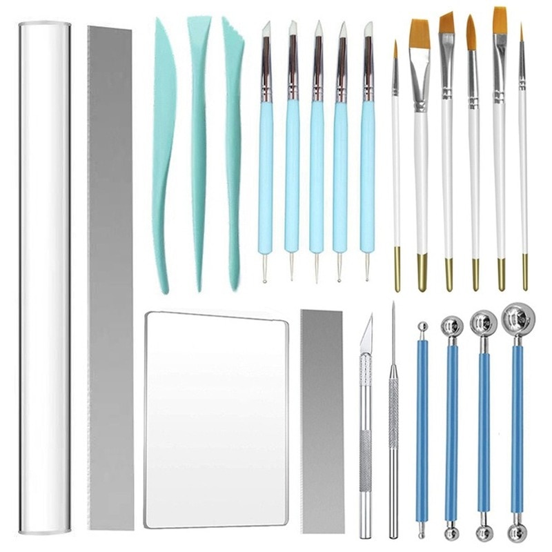 24pcs Clay Sculpting Kit Sculpt Smoothing Wax Carving Pottery Ceramic Tools Polymer Shapers Modeling Carved Tool Perfect