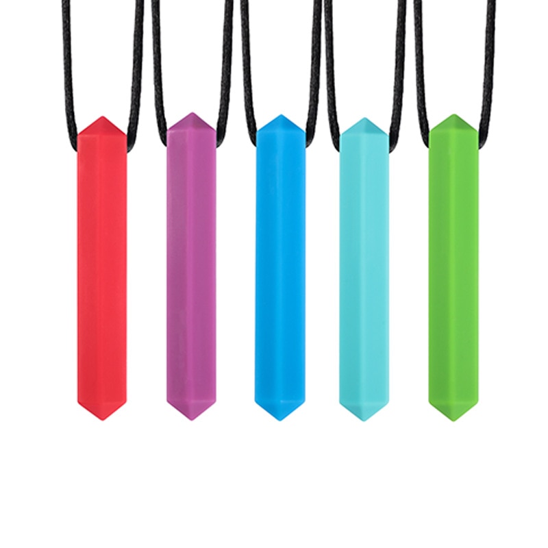 1Pc Sensory Chew Necklace Solid Chewy Kids Silicone Biting Pencil Topper Teether Toy Silicone teether for children with autism