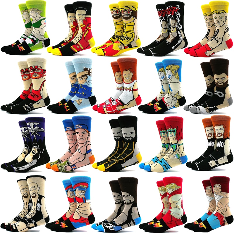 Occupation Wrestling funny Socks Men hip hop personality anime socks cartoon fashion skarpety high quality sewing pattern socks