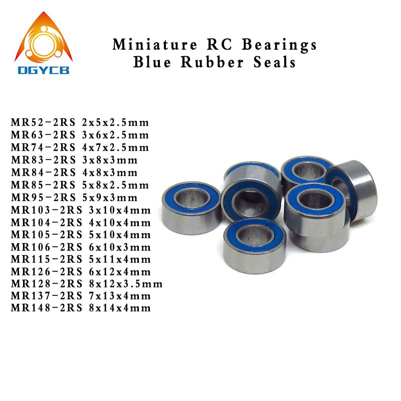 10pcs 3x6x2.5 mm MR63 2RS Bule Seals RC Toys Ball Bearing MR63RS L630 3*6*2.5 Air Tools Bearing MR83 MR84 MR105 MR106 MR115 RS