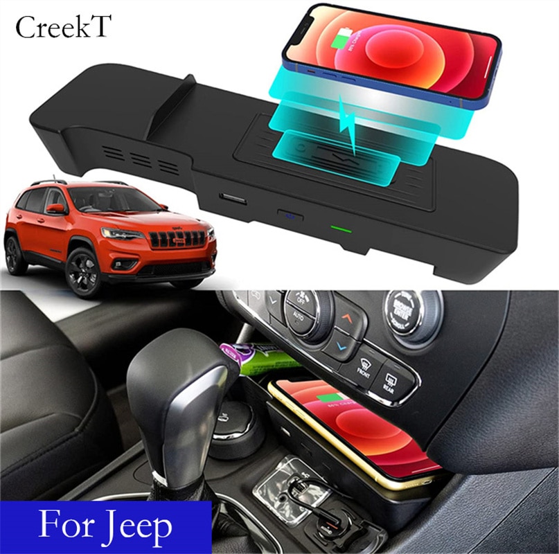 Wireless Charger for Jeep Cherokee 2019-2021 with USB Port Wireless Phone Charging Pad for Cherokee Accessories 2019 2020 2021