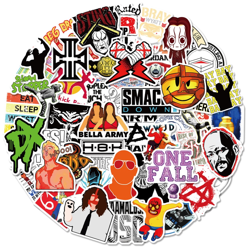 10/50pcs WWE Stationery Sticker For Car Laptop PVC Backpack Home Decal Pad Waterproof Classic Toys Gifts