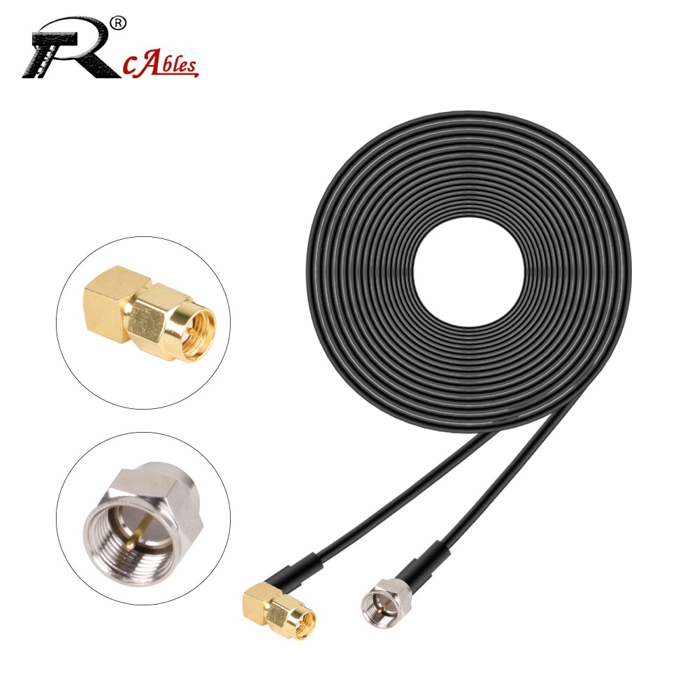 1PCS SMA Male Right Angle to F Male Extension Cable RG174 Pigtail RF Coaxial Jumper WIFI Router Antenna Adapter Cable