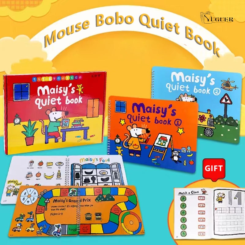 A4 Paper Sizes Kawaii Maisy Mouse Bobo Quiet Books Read Diy English Enlightenment Sticker Book Education Puzzle Stationery Toys