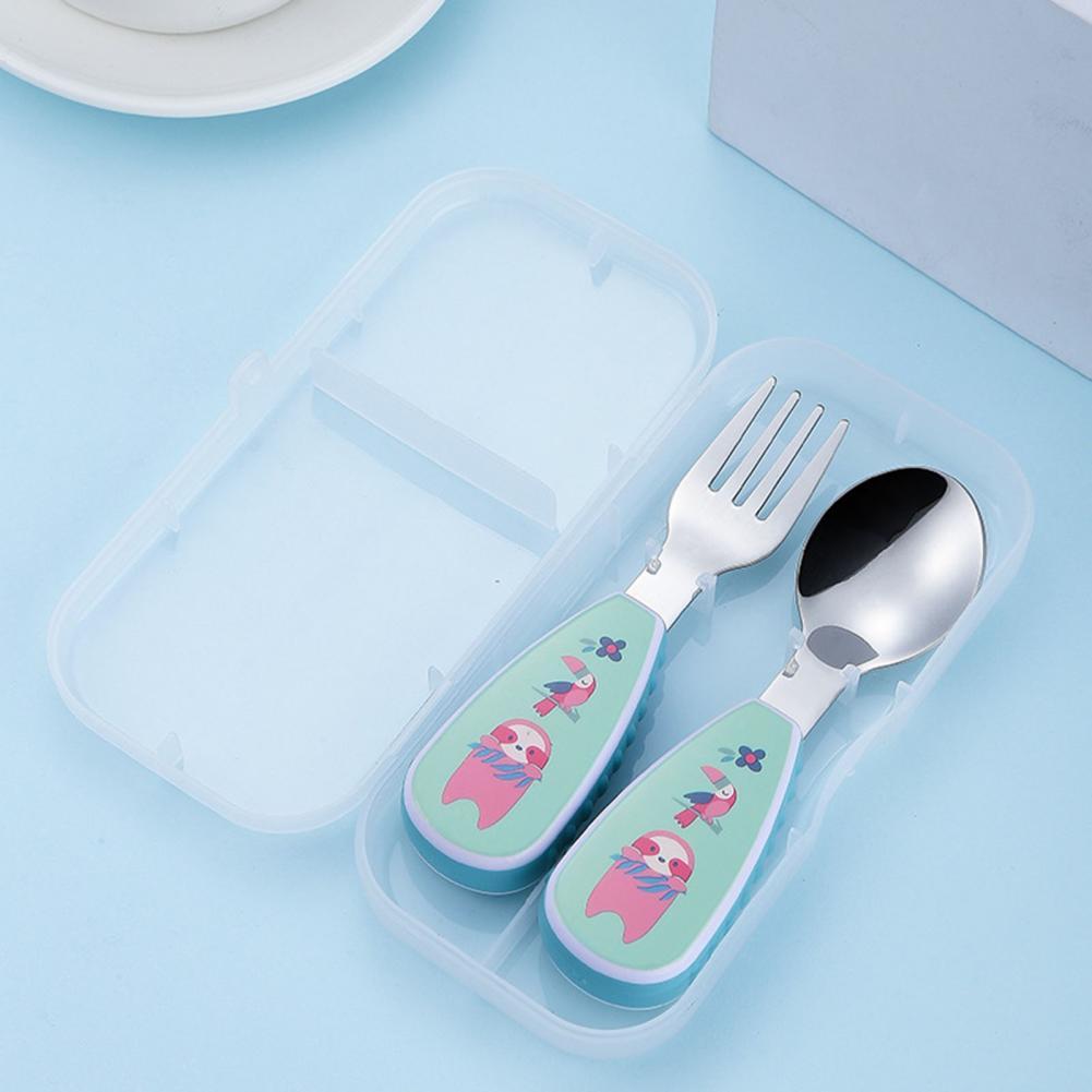3Pcs/Set Durable Smooth Edge Kids Spoon Fork Flatware Set 7 Styles Comfortable Grip