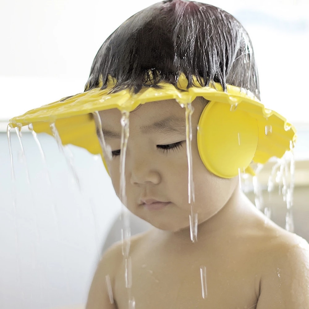 Shower Cap Safe Shampoo Bathing Ear Water Protection Cartoon Soft Hat Adjustable Hair Wash Baby Shower Cap For Bathing Kids