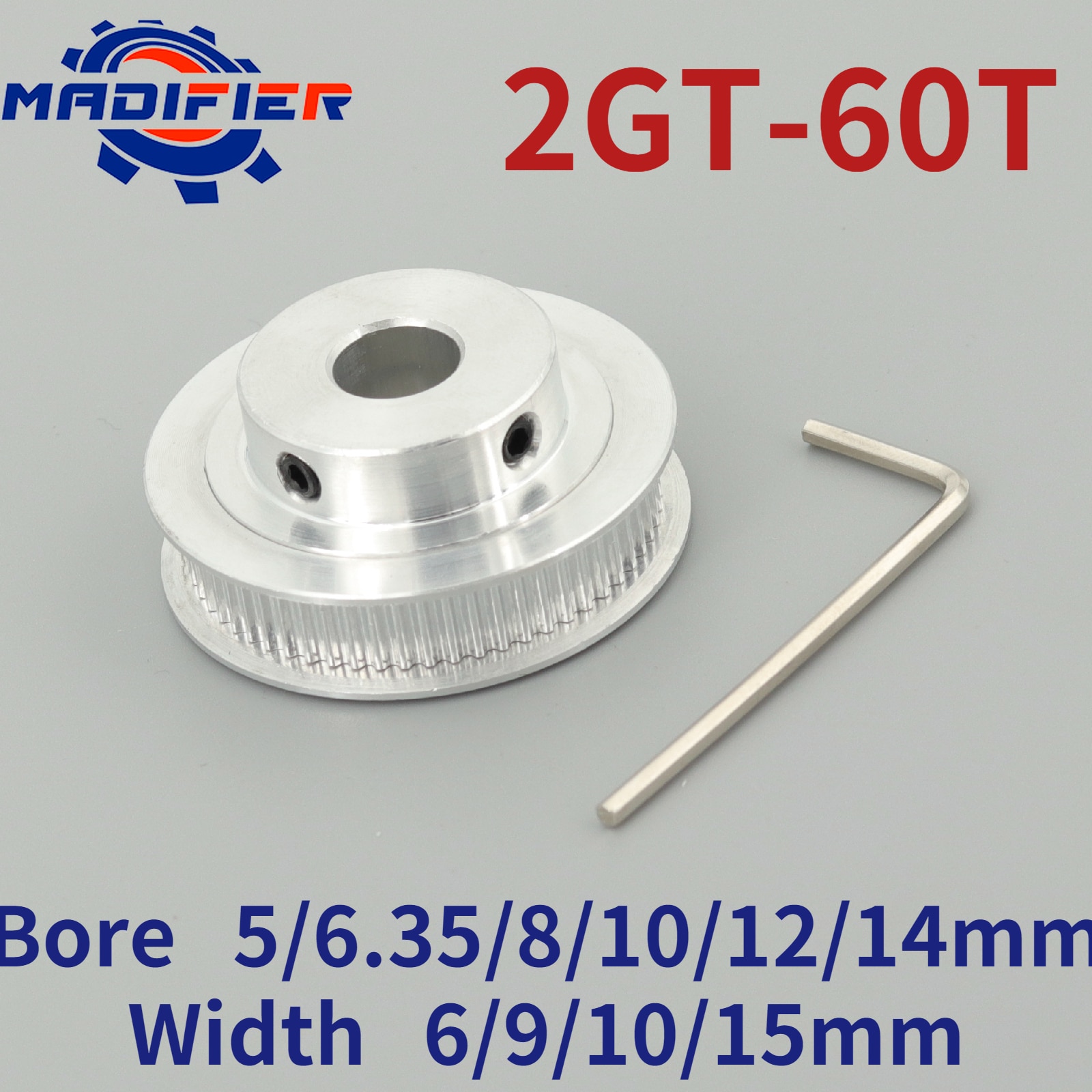 60 teeth GT2 Timing Pulley Bore 5mm 6.35mm 8mm 10mm 12mm 14mm for belt width 6mm used in linear 2GT pulley 60Teeth 60T