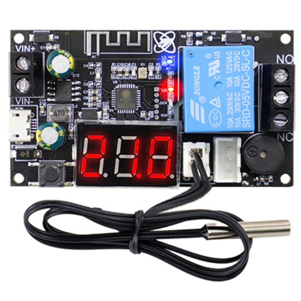 New 6-30V WIFI Remote Thermostat Temperature Controller Module Cooling Heating APP Temperature Collection-44-110 Celsius