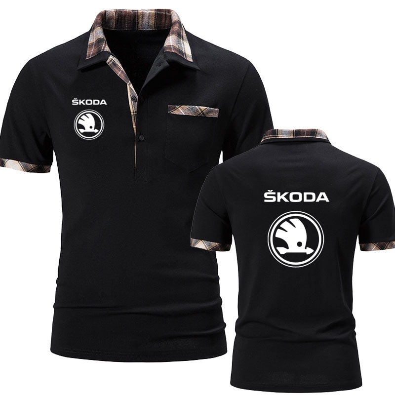 New Lapel Sports POLO Shirts Skoda car logo print Summer 2022 Fashion Breathable men's polo shirt top Fashion Men's sh