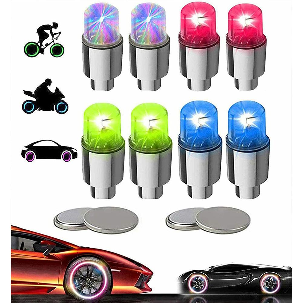 2 Pcs Car Wheel Tire Led Light Colorful Equipment Valve Lamp Air Valve Stem Caps Cover Accessories For Mountain Motorcycle