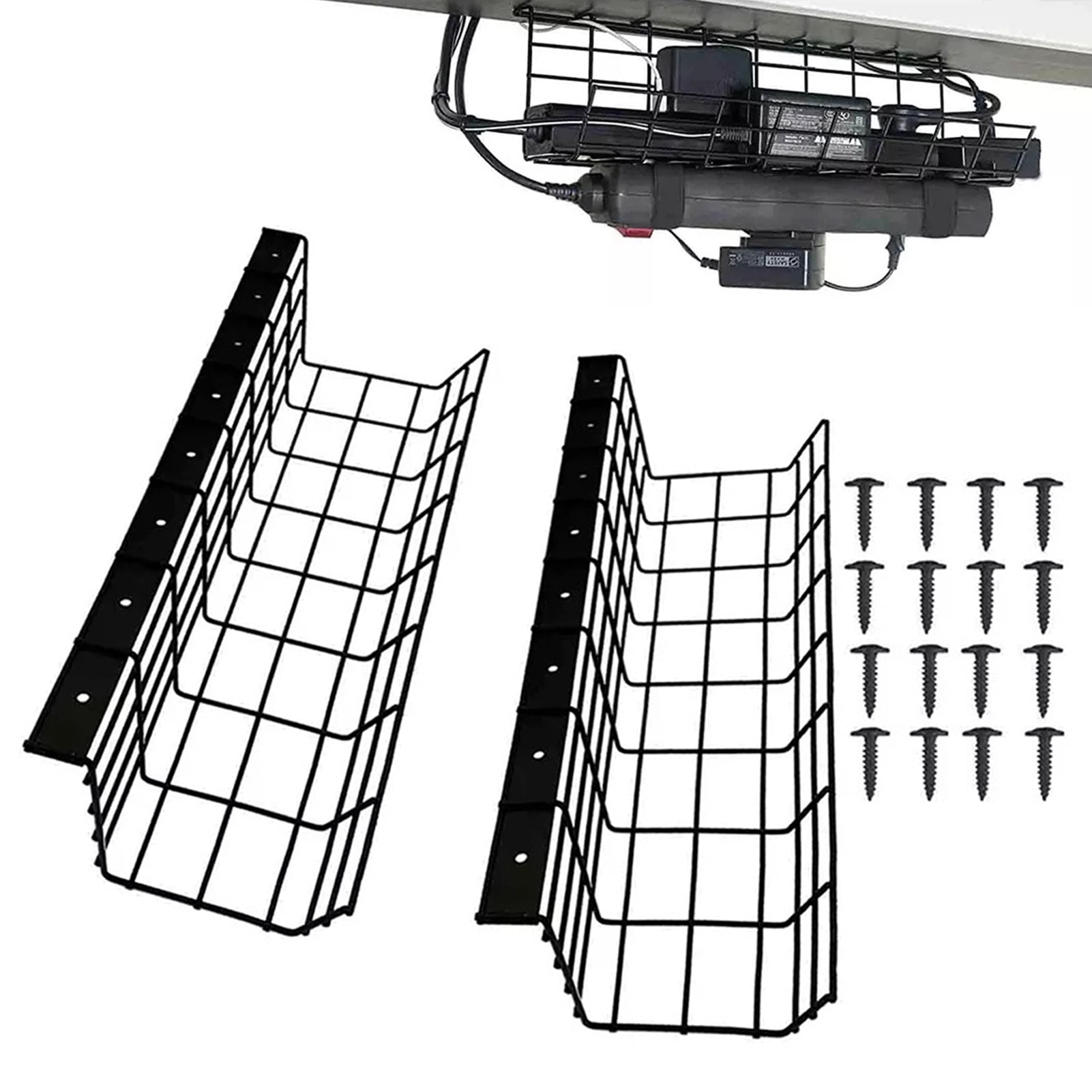 2pcs Cable Management Under Desk Cord Management Cable Holder Wire Hider Organizer Cord Hider Sturdy Desk Cable Tray For Office