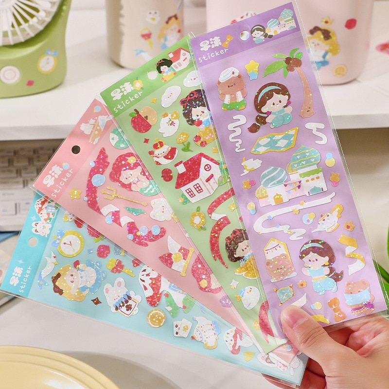 MOHAMM 1 Sheet Shiny Fairy Princess Stickers for Journal Diary Album Card Bling Photo Making DIY Arts Crafts