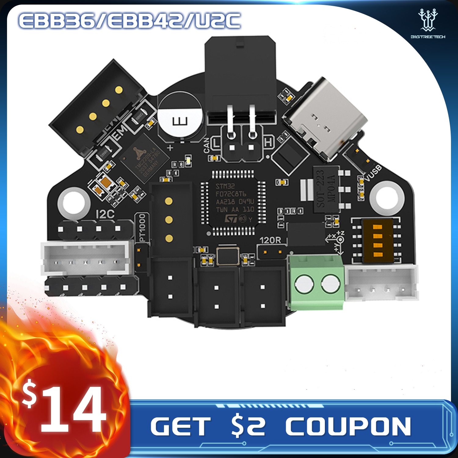 BIGTREETECH EBB36 EBB42 CAN Onboard TMC2209 Driver MAX31865 ADXL345 Accelerometer For Extruder Raspberry Pi Ender3 3D Printer
