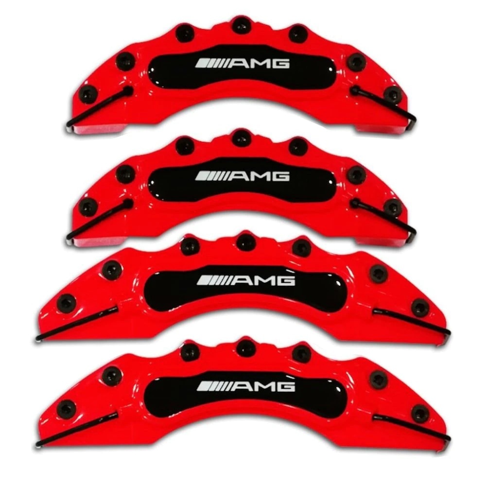 For Mercedes AMG Logo Red Brake Caliper Cover-4 Piece Suit-Quality ABS Plastic and Flexible Material
