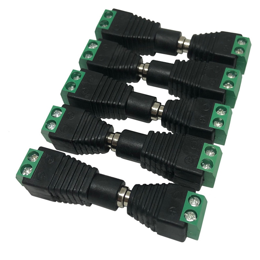 5 Pcs DC Power Connector Female Male Jack Socket Adapter Plug 2.1 x 5.5mm For LED Strip Light CCTV Router Camera Connection