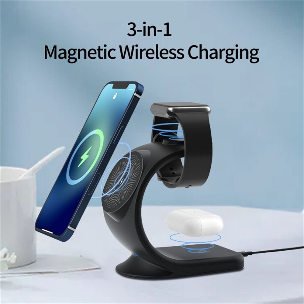 15W Fast Magnetic Wireless Charger Dock Station For iPhone 13 12 Pro Max Series For Airpods For Apple Watch SE 7 Charging Holder