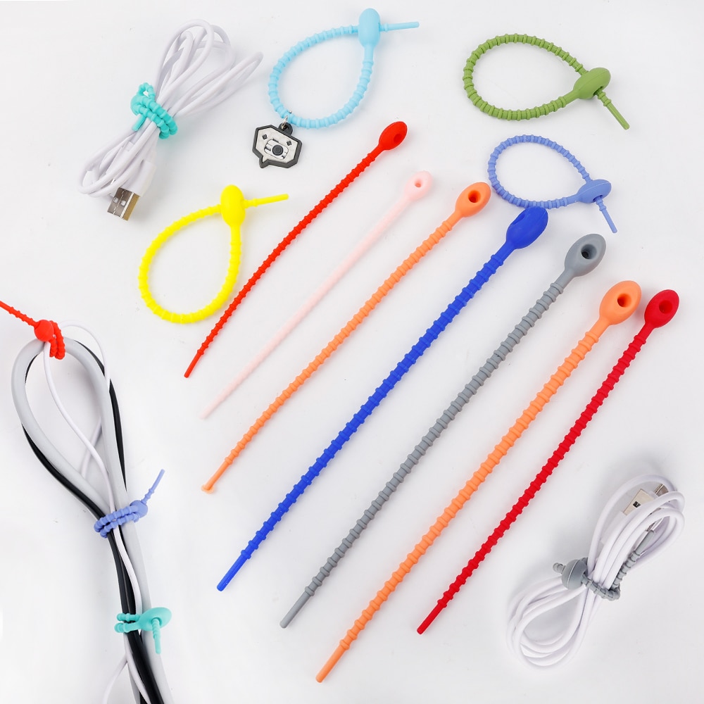 6PCS Cable Ties Winder Organizer Silicone Earphone Clips Wire Cord Management Buckle Straps Cellphone Accessories Organization