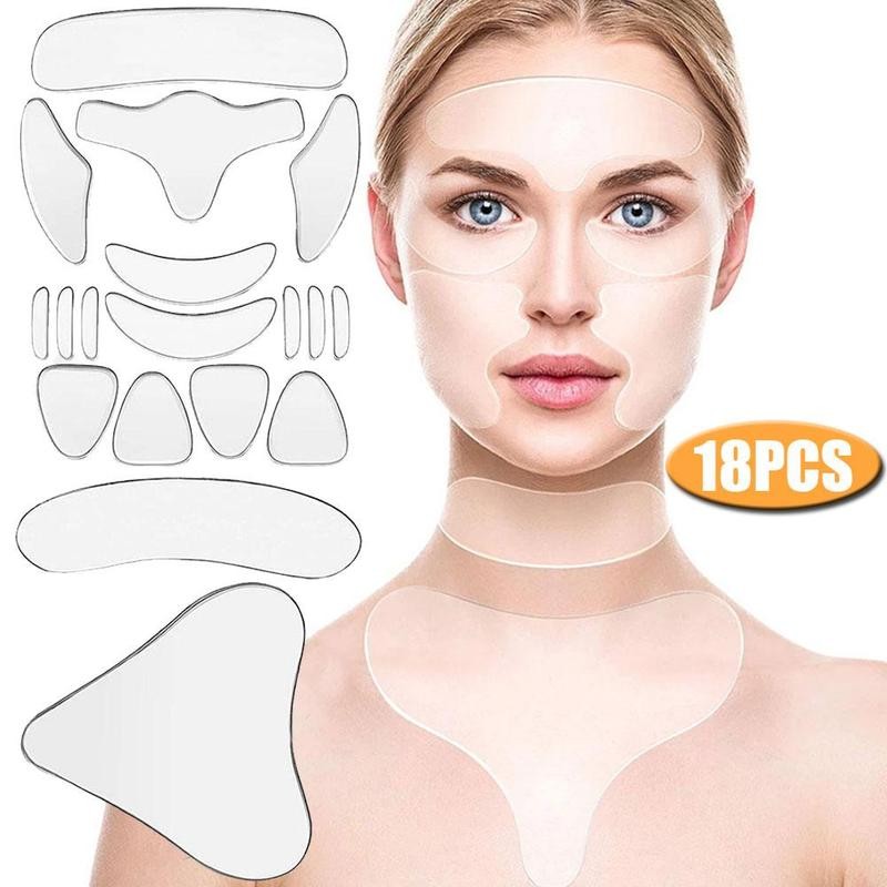 11pcs/16pcs/18pcs Silicone Wrinkle Removal Sticker Face Forehead Neck Eye Sticker