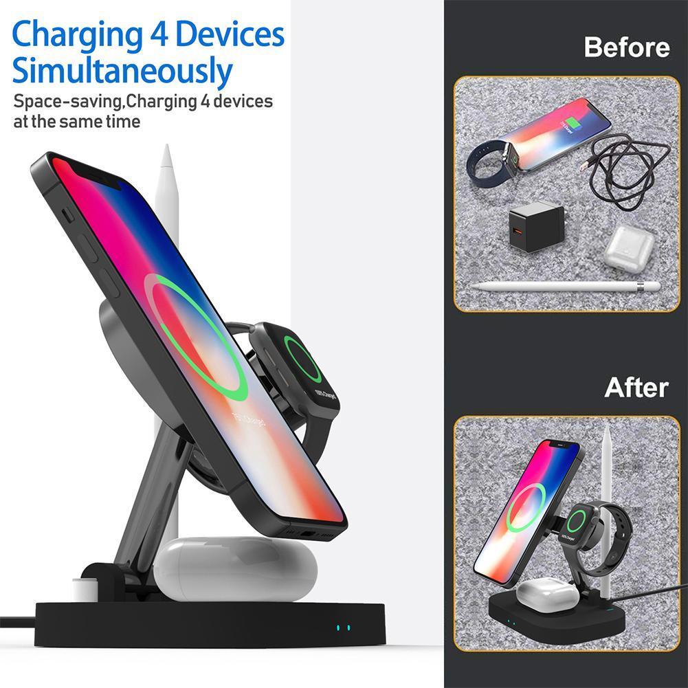 15W 4-in-1 Magnetic Wireless Charging Foldable Portable For Iphone Universal Wireless Charger
