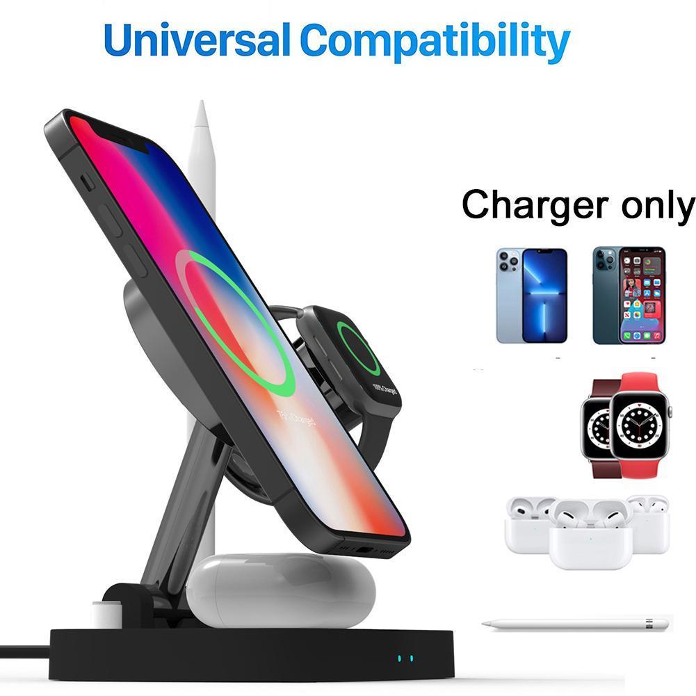 15W 4 In 1 Wireless Charger Vertical Magnetic Folding Portable for Apple watch Pencil Airpods Magnetic Wireless Charging