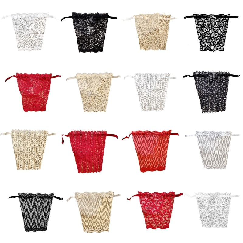 449B Women Summer Clip-On Floral Leaves Lace Mock Camisole Bra Insert Cleavage Cover Overlay Panel Vest Wrapped Chest Bandeau