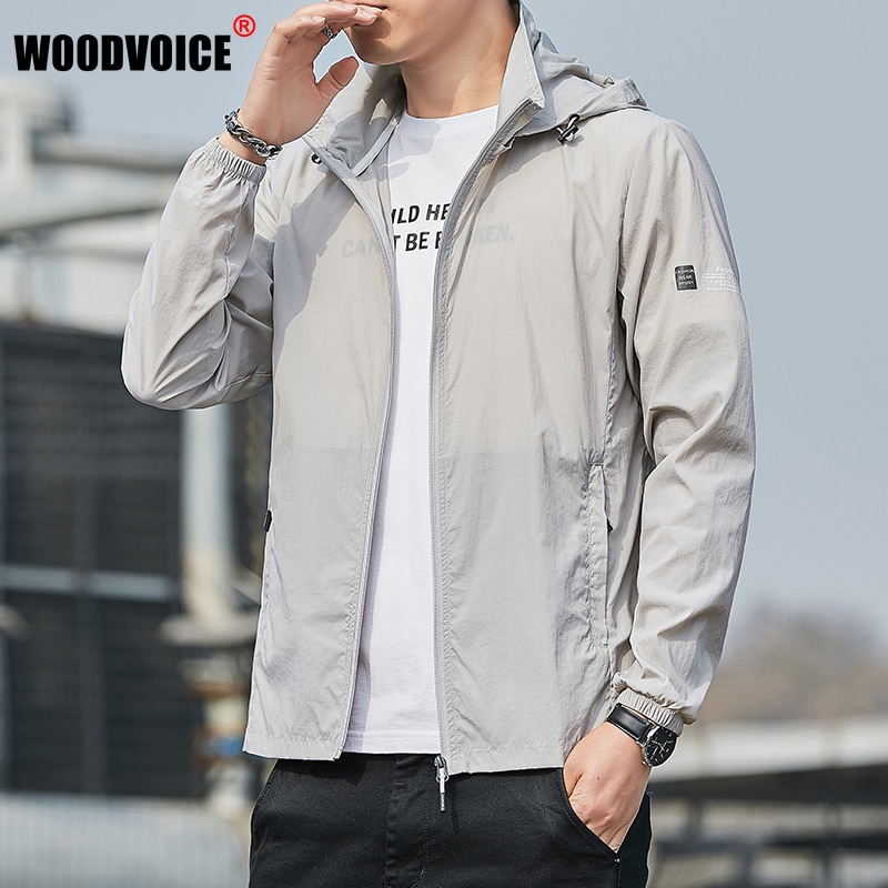 Men Summer Zip Pockets UV Sun Protection Jackets Skin Coats Mens Breathable Ultra-Light Windbreaker Men's Hooded Outdoor Ja