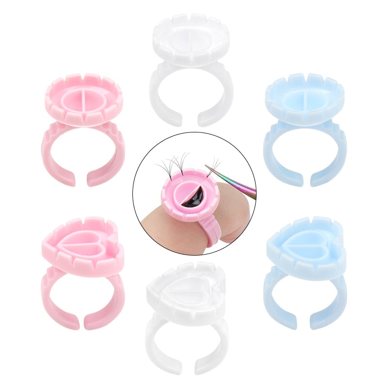 Wholesale 50/100Pcs Disposable Eyelash Glue Fan Cup Rings Holder Container Tattoo Pigment Eyelash Extension Tools Lash Supplies