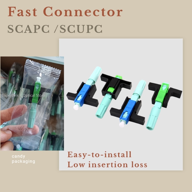 50/100/200 PCS/Lot Fast connector SCAPC /SCUPC Single-Mode Fiber Optic Quick Connector 58mm SM FTTH Optic Fast cold Connector