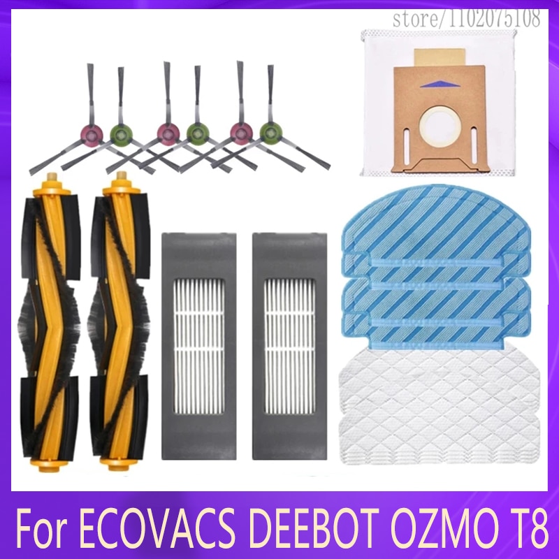 For ECOVACS DEEBOT OZMO T8/AIVI/MAX N8PRO /T9 /T9MAX Yeedi Vac Station Main/Side Brush Dust Bag HEPA Filter Mop Cloth Parts