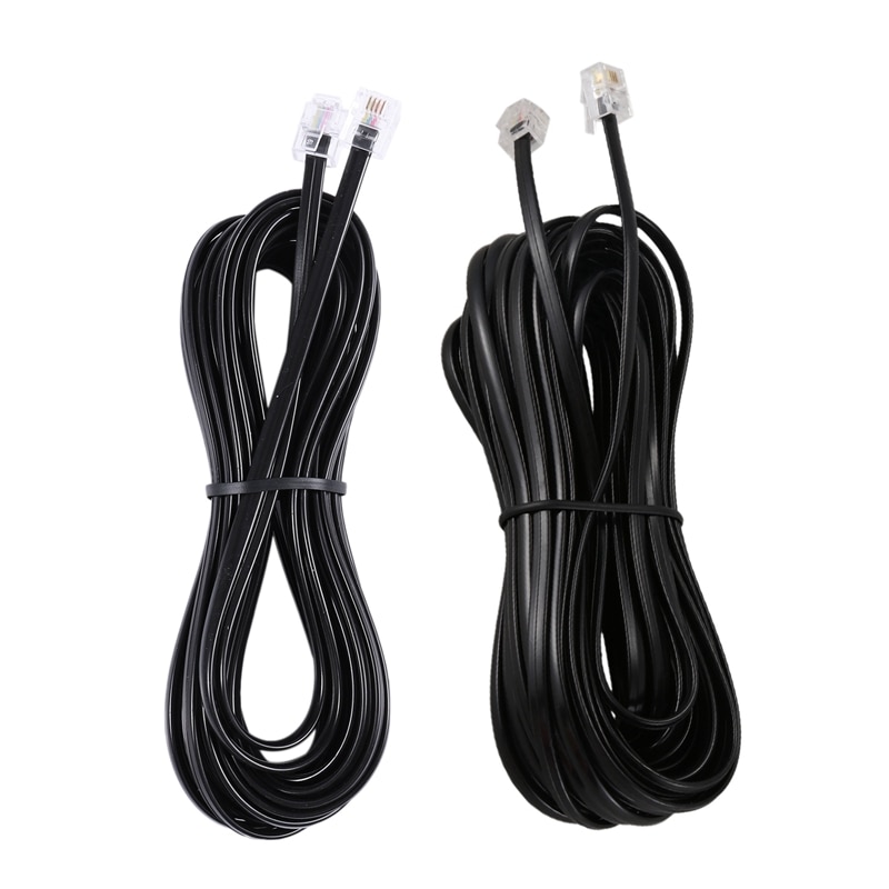 2Pcs RJ11 6P4C Telephone Cable Cord ADSL Modem - 5 Meters & 10 Meters