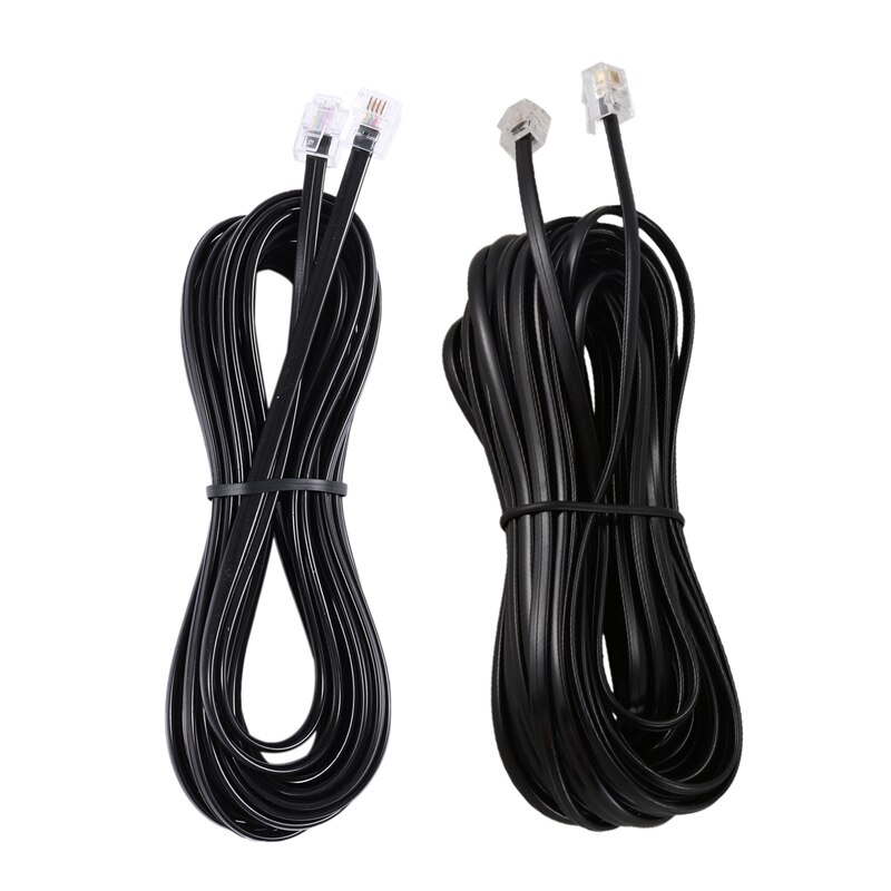2Pcs RJ11 6P4C Telephone Cable Cord ADSL Modem - 5 Meters & 10 Meters