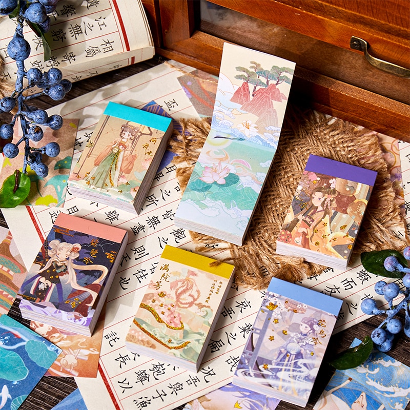 50PCS Kawaii Antique Autumn DIY Stickers Sticky Material Aesthetic Phone Child Decorative Scrapbooking Stationery Supply for Kid