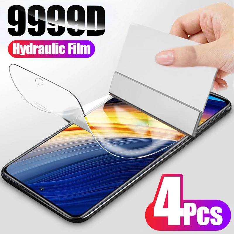 4PCS Full Cover Hydrogel Film For Xiaomi POCO F3 X3 NFC X3 X4 M4 Pro Screen Protector For Poco X3 X4 F3 F4 GT 5G X3 Pro NFC Film