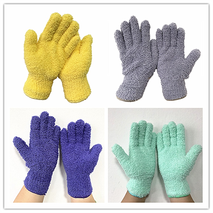 Car Wash Microfiber Dust Removal Gloves Coral Fleece Gloves Clean Five-finger Housework Water Absorbent Dry Hair Gloves