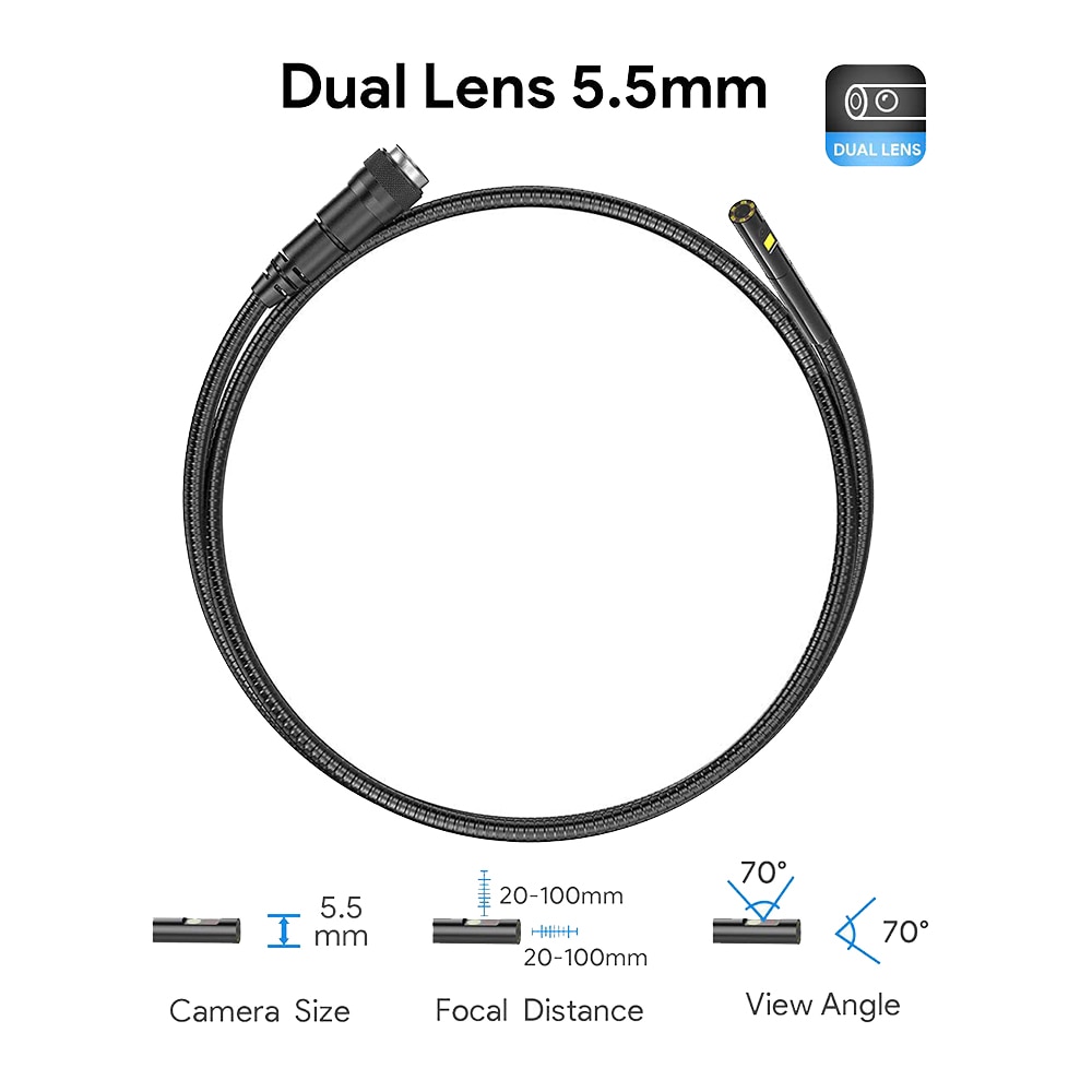 TESLONG 5.5mm Single/ Dual Lens Replaceable Tube Camera Car Pipe Digital Inspection Borescope For NTS450A NTS300 NTS500